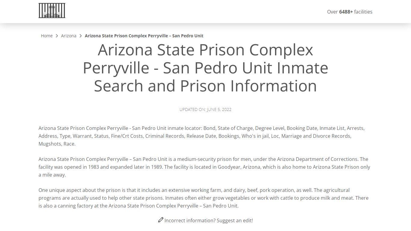 Arizona State Prison Complex Perryville - San Pedro Unit ...